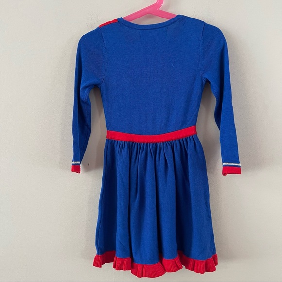 Mini Boden Nutcracker knitted sweater dress girls size 4-5y College blue red - Picture 3 of 6